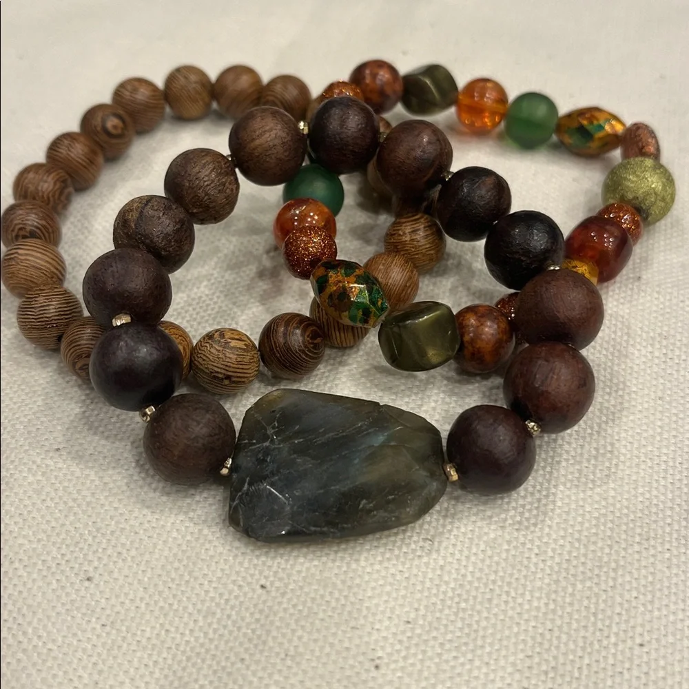Trio of Vintage Elasticized Beaded Bracelets